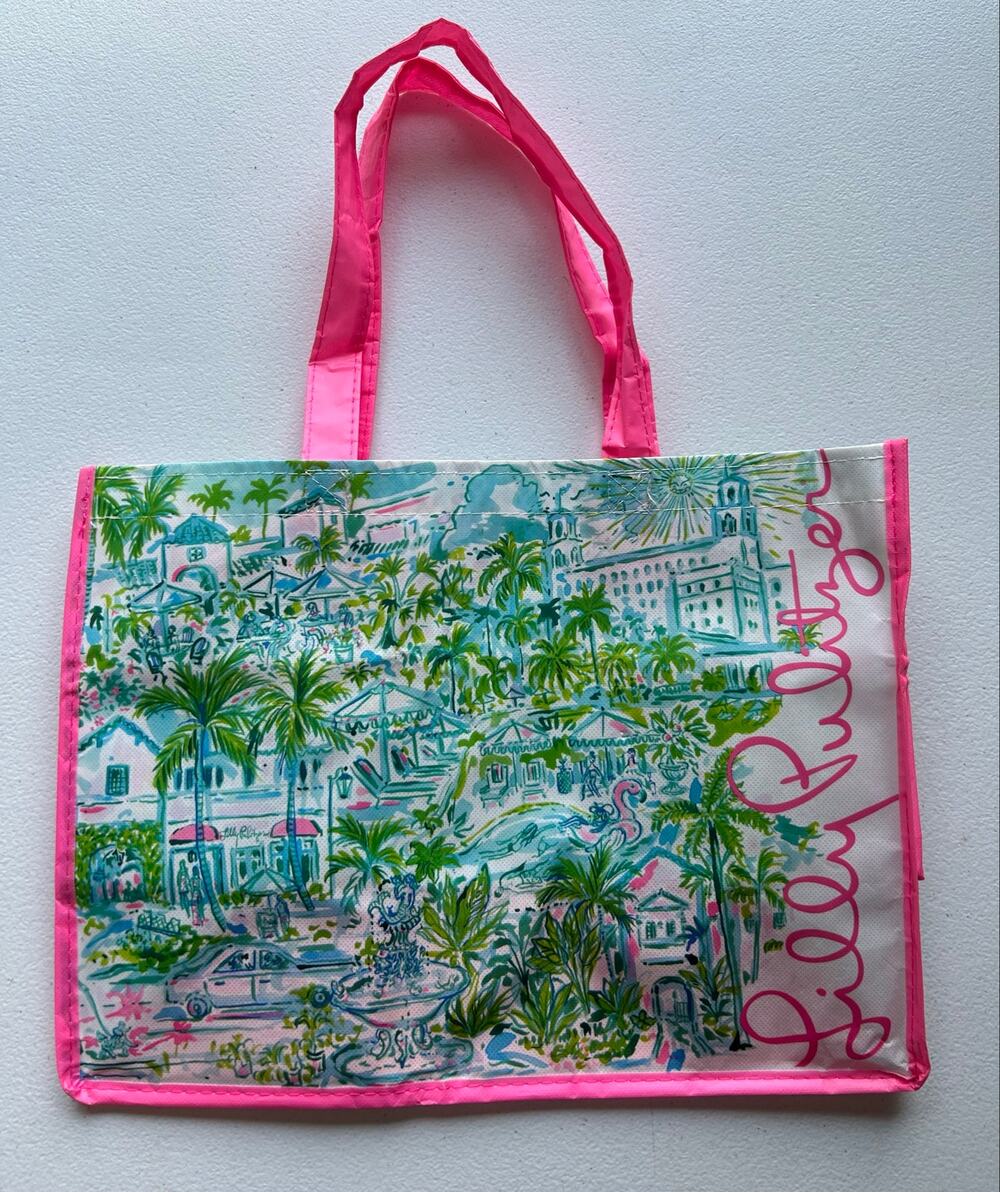 Lilly Pulitzer West Palm Beach Breakers Shopping Tote Bag 11”x14”